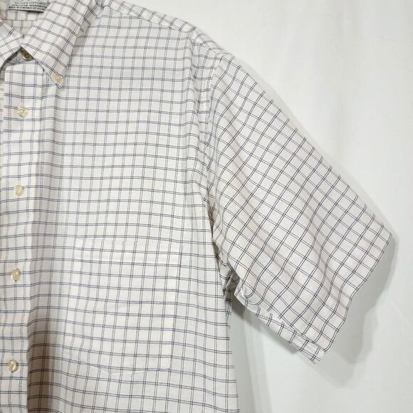 Arrow Mens Plaid White Short Sleeve Tshirt Button Down Men Size 17 Tall   - Picture 4 of 9